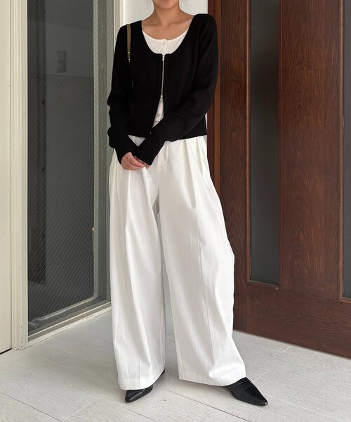 CAPRICIEUX LE'MAGE(カプリシューレマージュ)の「【選べる4サイズ展開】2タックコットンパンツ(その他パンツ・レディース・ホワイト/ブラック・38/PS/TM/36)」の9枚目の写真