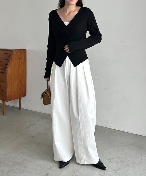 CAPRICIEUX LE'MAGE(カプリシューレマージュ)の「【選べる4サイズ展開】2タックコットンパンツ(その他パンツ・レディース・ホワイト/ブラック・38/PS/TM/36)」の11枚目の写真