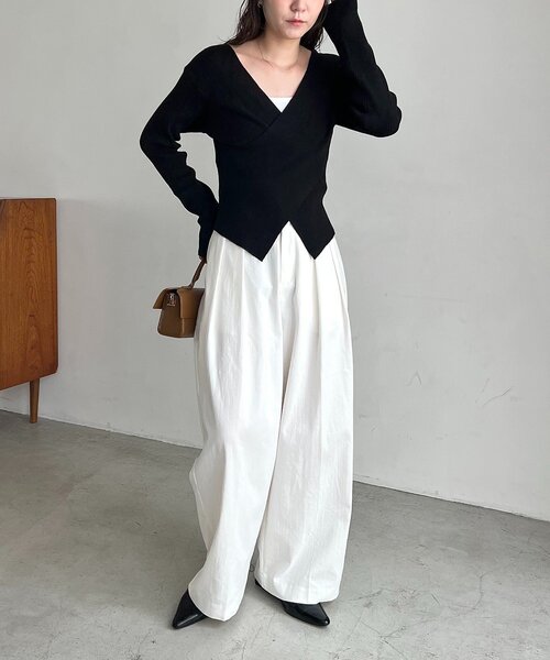 CAPRICIEUX LE'MAGE(カプリシューレマージュ)の「【選べる4サイズ展開】2タックコットンパンツ(その他パンツ・レディース・ホワイト/ブラック・38/PS/TM/36)」の12枚目の写真