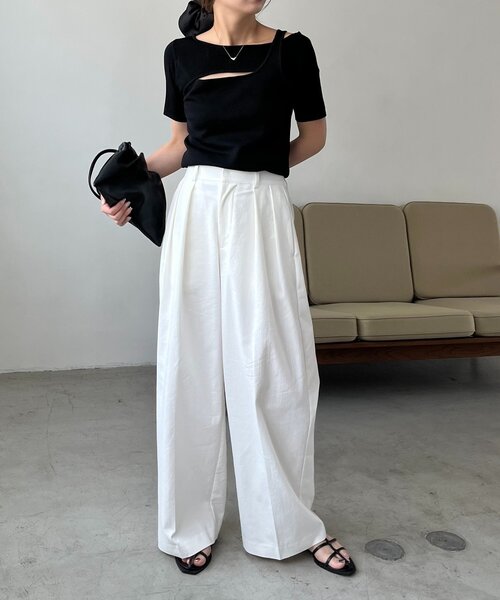 CAPRICIEUX LE'MAGE(カプリシューレマージュ)の「【選べる4サイズ展開】2タックコットンパンツ(その他パンツ・レディース・ホワイト/ブラック・38/PS/TM/36)」の16枚目の写真