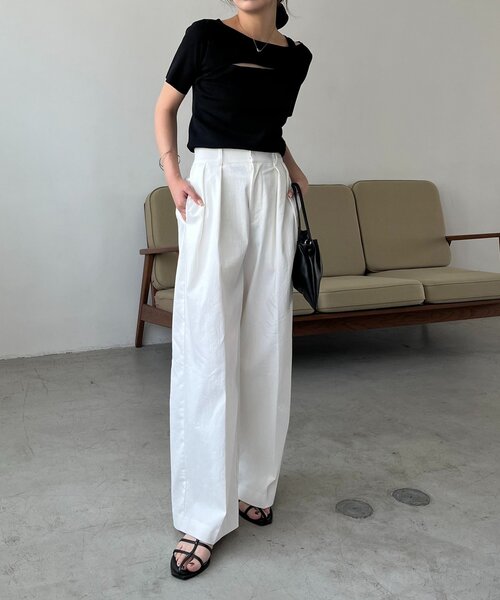 CAPRICIEUX LE'MAGE(カプリシューレマージュ)の「【選べる4サイズ展開】2タックコットンパンツ(その他パンツ・レディース・ホワイト/ブラック・38/PS/TM/36)」の17枚目の写真