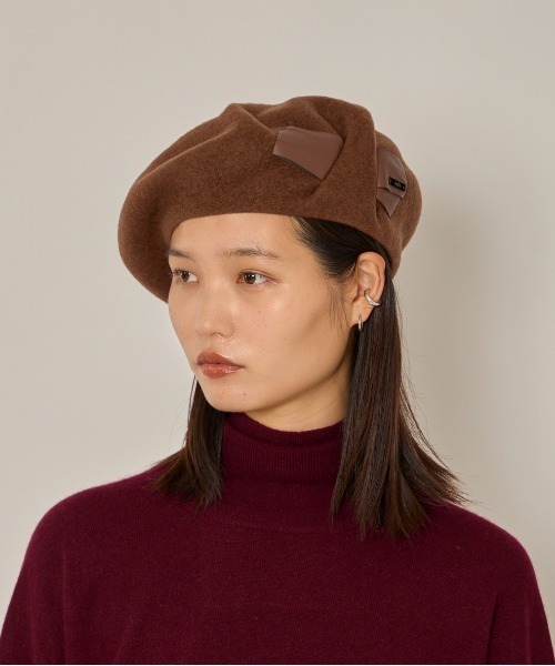 arth(アース)の「arth Put in Ribbon Beret / アース(ハンチング/ベレー帽・レディース・ブラック/ベージュ/ブラウン・M/57.5cm)」の3枚目の写真