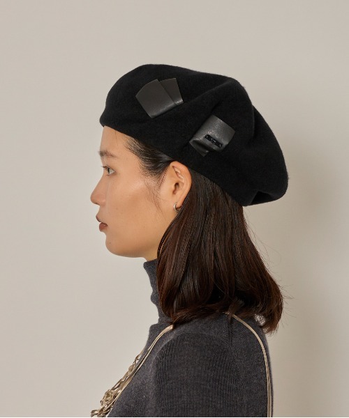 arth(アース)の「arth Put in Ribbon Beret / アース(ハンチング/ベレー帽・レディース・ブラック/ベージュ/ブラウン・M/57.5cm)」の5枚目の写真