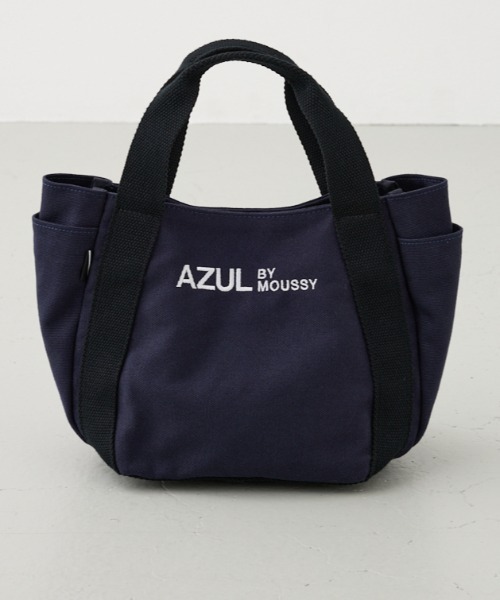 AZUL by moussy(アズールバイマウジー)の「キャンバスロゴミニトート(ハンドバッグ・メンズ・アイボリー/ブラック/ネイビー・FREE)」の1枚目の写真