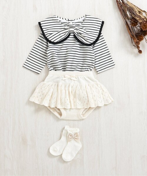 apres les cours（アプレレクール）の「リボン衿ボディースーツ（ロンパース・キッズ・その他2/その他3・70/80）」の11枚目の写真