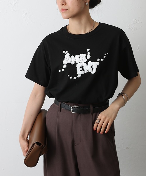 COLONY 2139(コロニートゥーワンスリーナイン)の「AMBIENTプリントTシャツ(Tシャツ/カットソー・レディース・ブラック/サックスブルー/ホワイト/ブラウン/ピンク・FREE)」の3枚目の写真