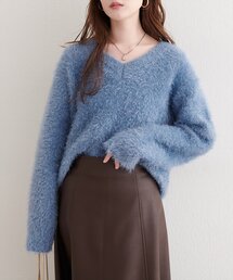natural couture | Vネックシャギーニットプルオーバー(ニット/セーター)