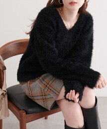 natural couture | Vネックシャギーニットプルオーバー(ニット/セーター)