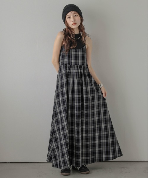 SUGAR BISKET（シュガービスケット）の「チェック柄キャミソールワンピース（ワンピース・レディース・ブルー/ブラック/グリーン/オレンジ/ベージュ・フリー）」の7枚目の写真