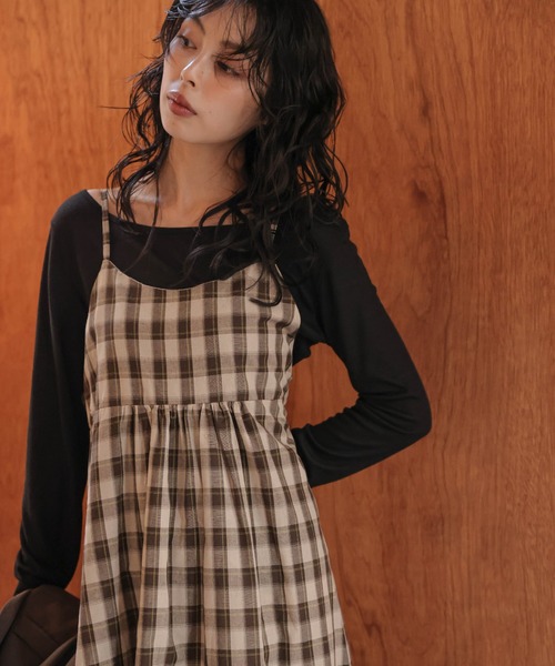 SUGAR BISKET（シュガービスケット）の「チェック柄キャミソールワンピース（ワンピース・レディース・ブルー/ブラック/グリーン/オレンジ/ベージュ・フリー）」の18枚目の写真