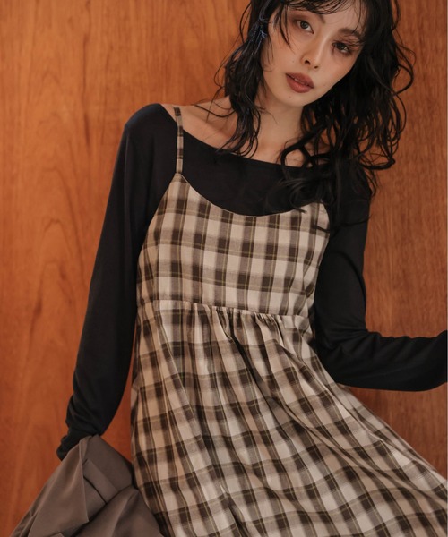 SUGAR BISKET（シュガービスケット）の「チェック柄キャミソールワンピース（ワンピース・レディース・ブルー/ブラック/グリーン/オレンジ/ベージュ・フリー）」の19枚目の写真