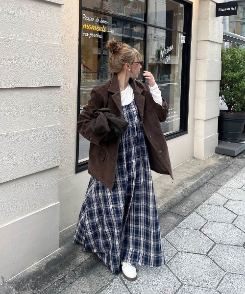 SUGAR BISKET（シュガービスケット）の「チェック柄キャミソールワンピース（ワンピース・レディース・ブルー/ブラック/グリーン/オレンジ/ベージュ・フリー）」の19枚目の写真