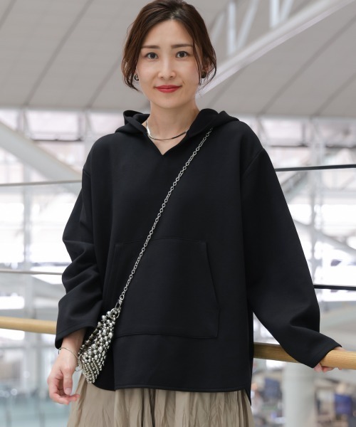 Bou Jeloud（ブージュルード）の「【はあちゅう*Bou Jeloud】カンガルーパーカー（スウェット・レディース・キャメル/ピンク/ブラック/グレー・FREE）」の6枚目の写真