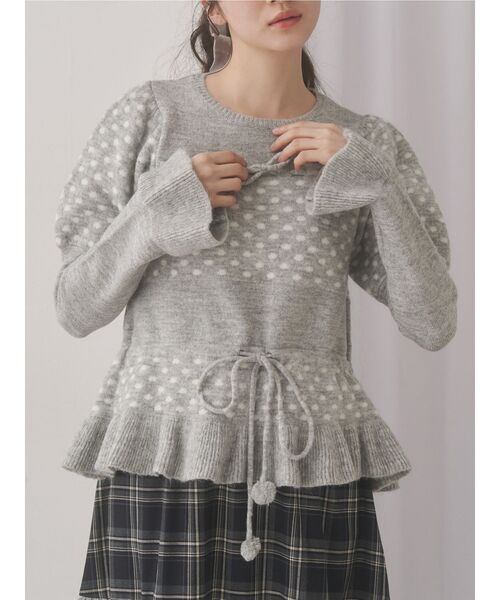 merry jenny(メリージェニー)の「フリルペプラムニットトップス(ニット/セーター・レディース・ネイビー/グレー/オフホワイト・FREE)」の3枚目の写真