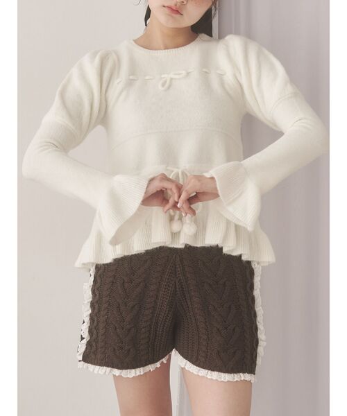 merry jenny(メリージェニー)の「フリルペプラムニットトップス(ニット/セーター・レディース・ネイビー/グレー/オフホワイト・FREE)」の2枚目の写真