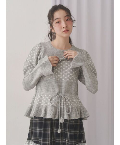 merry jenny(メリージェニー)の「フリルペプラムニットトップス(ニット/セーター・レディース・ネイビー/グレー/オフホワイト・FREE)」の6枚目の写真