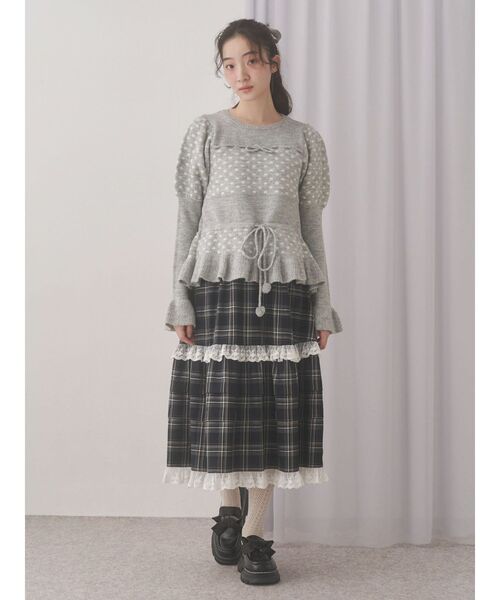 merry jenny(メリージェニー)の「フリルペプラムニットトップス(ニット/セーター・レディース・ネイビー/グレー/オフホワイト・FREE)」の8枚目の写真