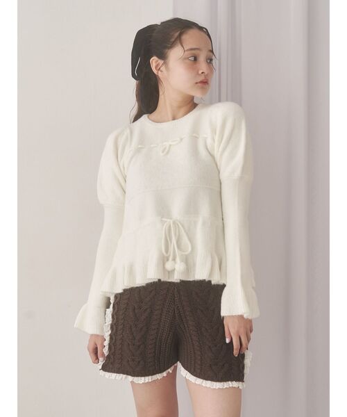 merry jenny(メリージェニー)の「フリルペプラムニットトップス(ニット/セーター・レディース・ネイビー/グレー/オフホワイト・FREE)」の9枚目の写真