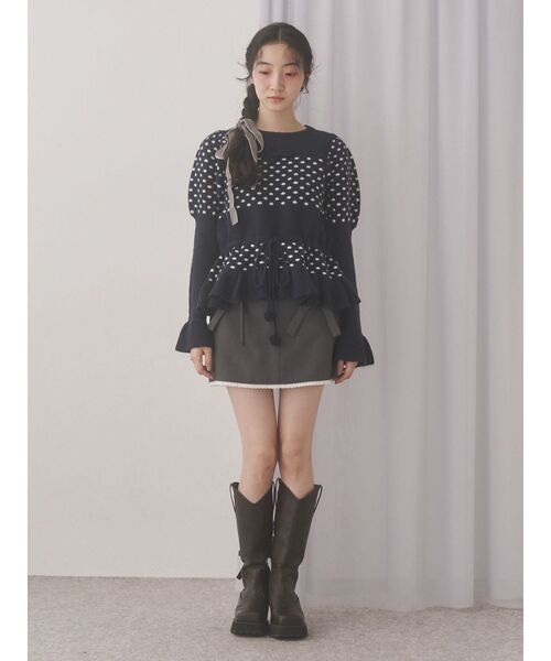 merry jenny(メリージェニー)の「フリルペプラムニットトップス(ニット/セーター・レディース・ネイビー/グレー/オフホワイト・FREE)」の16枚目の写真