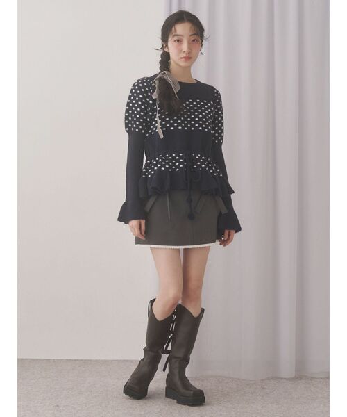 merry jenny(メリージェニー)の「フリルペプラムニットトップス(ニット/セーター・レディース・ネイビー/グレー/オフホワイト・FREE)」の17枚目の写真