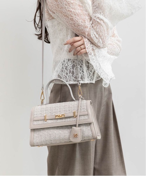 2WAY ベルトデザインツイードハンドルバッグ（ハンドバッグ）｜RANDA