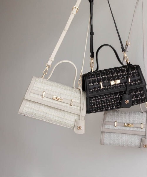 2WAY ベルトデザインツイードハンドルバッグ（ハンドバッグ