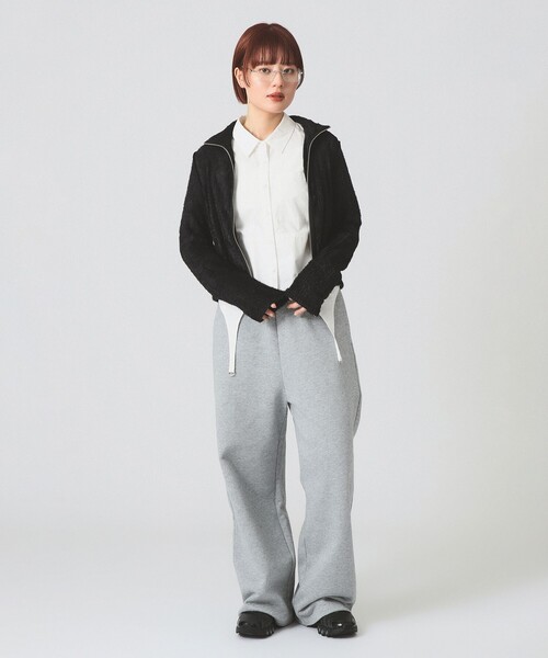 Ray BEAMS（レイビームス）の「シャギー ジップ カーディガン [手洗い可]（カーディガン/ボレロ・レディース・ダークブラウン/ブラック・ONE SIZE）」の6枚目の写真