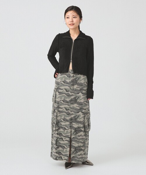 Ray BEAMS（レイビームス）の「シャギー ジップ カーディガン [手洗い可]（カーディガン/ボレロ・レディース・ダークブラウン/ブラック・ONE SIZE）」の7枚目の写真