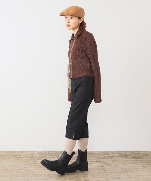 Ray BEAMS（レイビームス）の「シャギー ジップ カーディガン [手洗い可]（カーディガン/ボレロ・レディース・ダークブラウン/ブラック・ONE SIZE）」の9枚目の写真