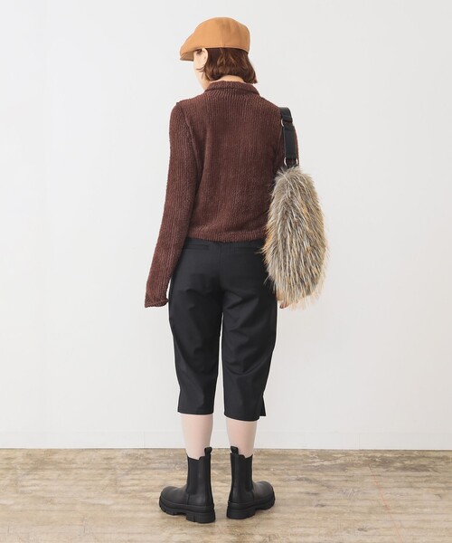 Ray BEAMS（レイビームス）の「シャギー ジップ カーディガン [手洗い可]（カーディガン/ボレロ・レディース・ダークブラウン/ブラック・ONE SIZE）」の10枚目の写真