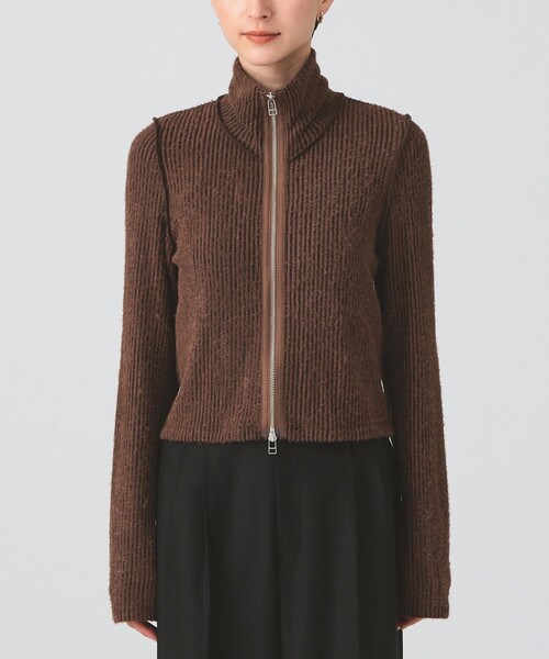 Ray BEAMS（レイビームス）の「シャギー ジップ カーディガン [手洗い可]（カーディガン/ボレロ・レディース・ダークブラウン/ブラック・ONE SIZE）」の14枚目の写真