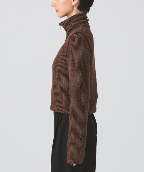 Ray BEAMS（レイビームス）の「シャギー ジップ カーディガン [手洗い可]（カーディガン/ボレロ・レディース・ダークブラウン/ブラック・ONE SIZE）」の15枚目の写真