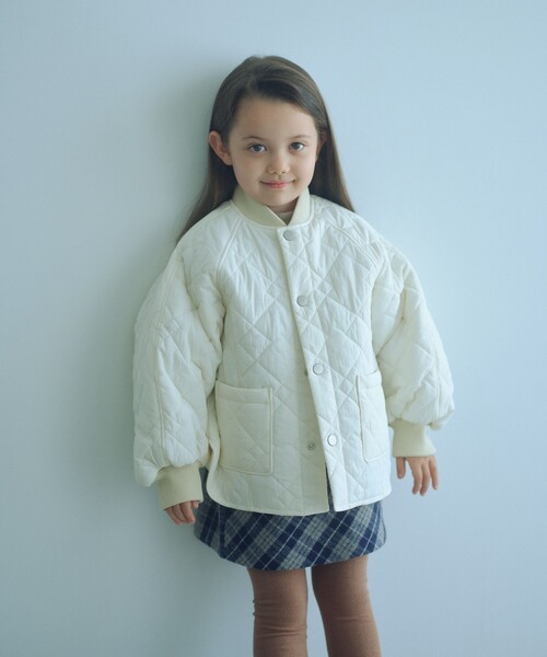 green label relaxing（グリーンレーベルリラクシング）の「ダイヤキルト ブルゾン/ キッズ 100cm-160cm（ブルゾン・キッズ・オフホワイト/ブラック/ブラウン・100cm/110cm/120cm/130cm/140cm/150cm/160cm）」の2枚目の写真