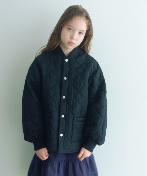 green label relaxing（グリーンレーベルリラクシング）の「ダイヤキルト ブルゾン/ キッズ 100cm-160cm（ブルゾン・キッズ・オフホワイト/ブラック/ブラウン・100cm/110cm/120cm/130cm/140cm/150cm/160cm）」の4枚目の写真