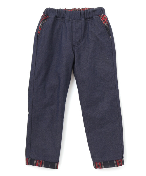 SLAP SLIP（スラップスリップ）の「【お揃い】ツイルチェックリバーシブルパンツ(80~130cm)（デニムパンツ・キッズ・ネイビー/ベージュ・100cm/110cm/90cm/80ｃｍ/120cm/130cm）」の9枚目の写真