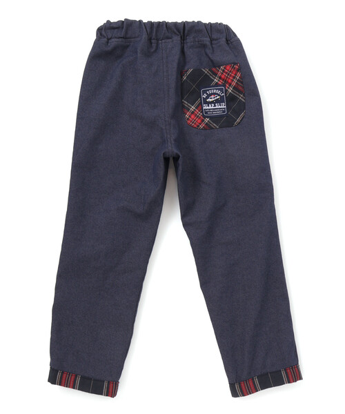 SLAP SLIP（スラップスリップ）の「【お揃い】ツイルチェックリバーシブルパンツ(80~130cm)（デニムパンツ・キッズ・ネイビー/ベージュ・100cm/110cm/90cm/80ｃｍ/120cm/130cm）」の10枚目の写真