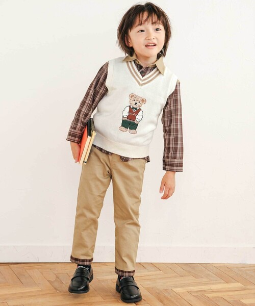 SLAP SLIP（スラップスリップ）の「【お揃い】ツイルチェックリバーシブルパンツ(80~130cm)（デニムパンツ・キッズ・ネイビー/ベージュ・100cm/110cm/90cm/80ｃｍ/120cm/130cm）」の8枚目の写真