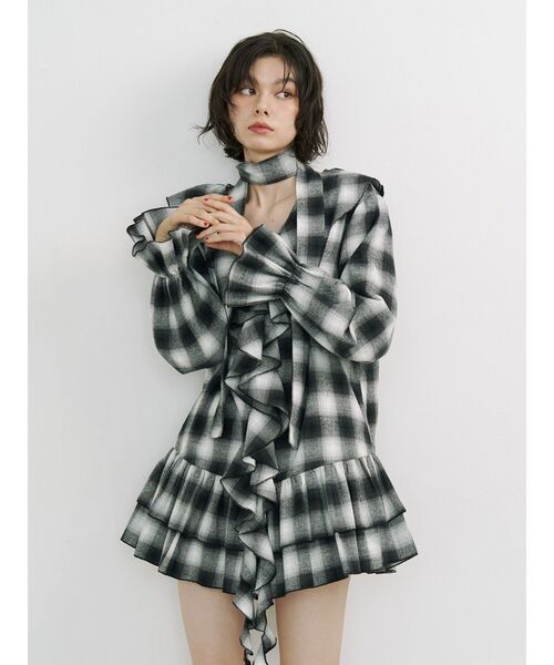 jouetie（ジュエティ）の「ラッフルフリルネルチュニックシャツワンピース（ワンピース・レディース・ブラック/ブラウン・MEDIUM）」の21枚目の写真