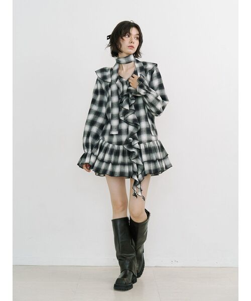 jouetie（ジュエティ）の「ラッフルフリルネルチュニックシャツワンピース（ワンピース・レディース・ブラック/ブラウン・MEDIUM）」の20枚目の写真