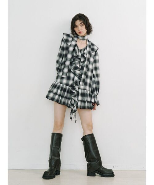 melt the lady ラッフルフリルチュニック　ワンピース ラッフルフリルネルチュニックシャツワンピース（ワンピース