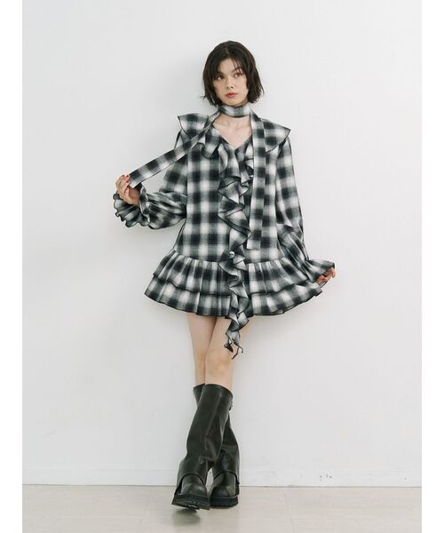 melt the lady ラッフルフリルチュニック　ワンピース ラッフルフリルネルチュニックシャツワンピース（ワンピース