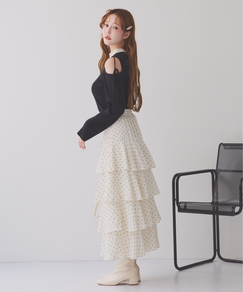 one after another NICE CLAUP(ワンアフターアナザーナイスクラップ)の「バックリボン肩あきニット(ニット/セーター・レディース・杢グレー/アイボリー/ブラック・FREE)」の18枚目の写真