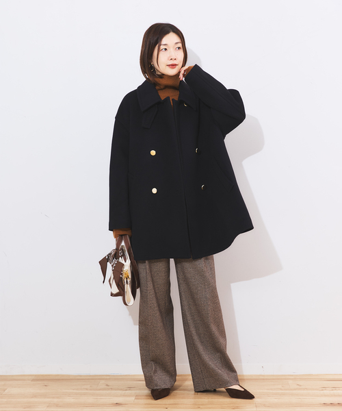 追加》SUPER120/MANTECOステンカラーショートコート（ステンカラー