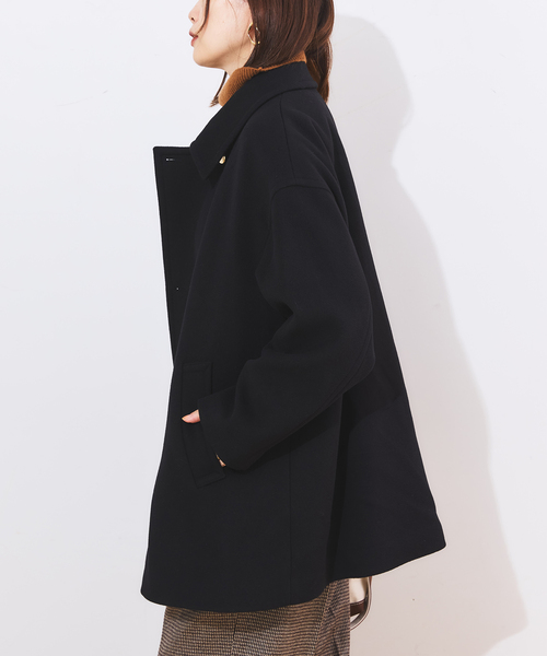 追加》SUPER120/MANTECOステンカラーショートコート（ステンカラー