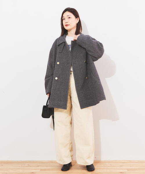 追加》SUPER120/MANTECOステンカラーショートコート（ステンカラー