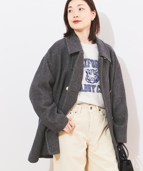 セール】《追加》SUPER120/MANTECOステンカラーショートコート（ステン