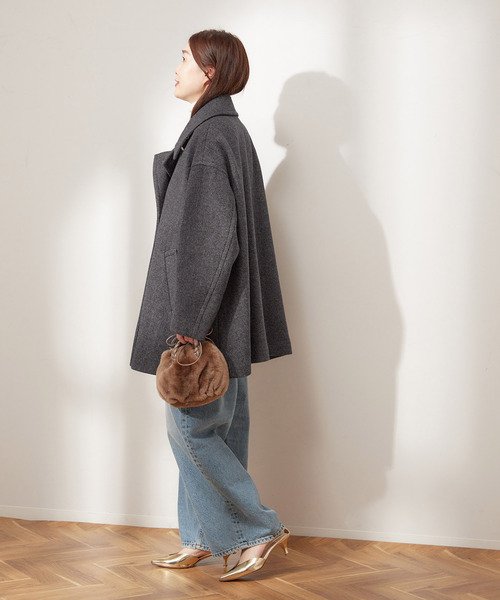 追加》SUPER120/MANTECOステンカラーショートコート（ステンカラー