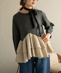 Muffiny（マフィニー）の「ボリュームフリルペプラムトップス（Tシャツ/カットソー）」