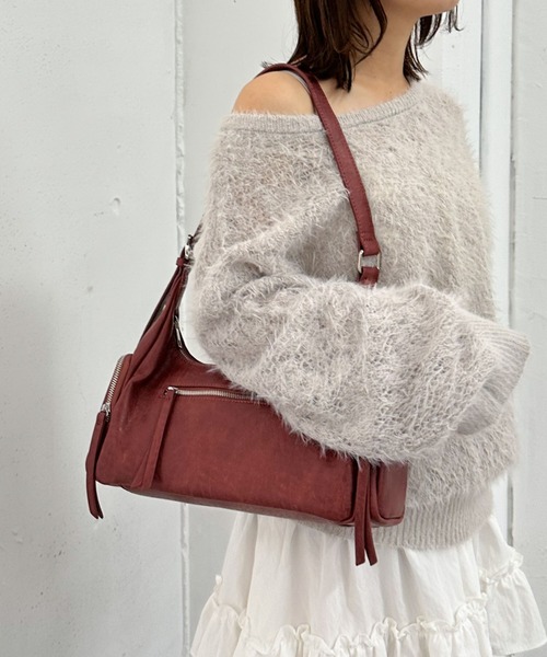 archives（アルシーヴ）の「サイドポケットワンハンドルバッグ（ハンドバッグ・レディース・ワイン/ブラック/ブラウン・FREE）」の3枚目の写真