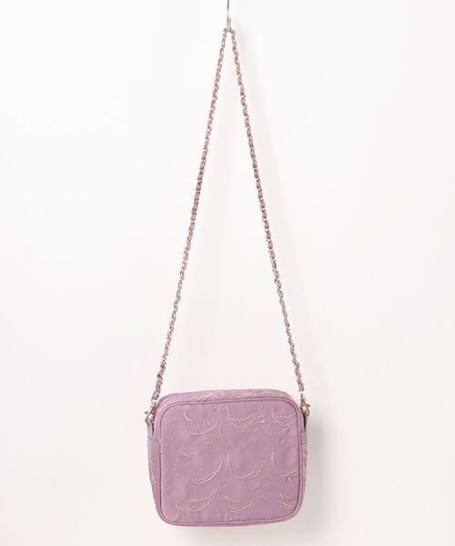 tsumori chisato CARRY（ツモリチサトキャリー）の「ショルダーバッグ　ツモリチサト　なみねこししゅう（ショルダーバッグ・レディース・ブラック/ラベンダー/グリーン・FREE）」の4枚目の写真